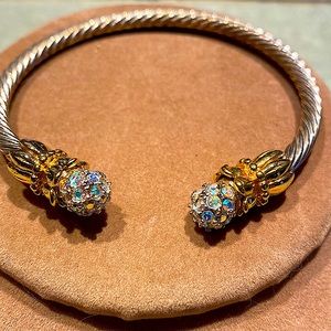 Silver tone bracelet with AB Crystals